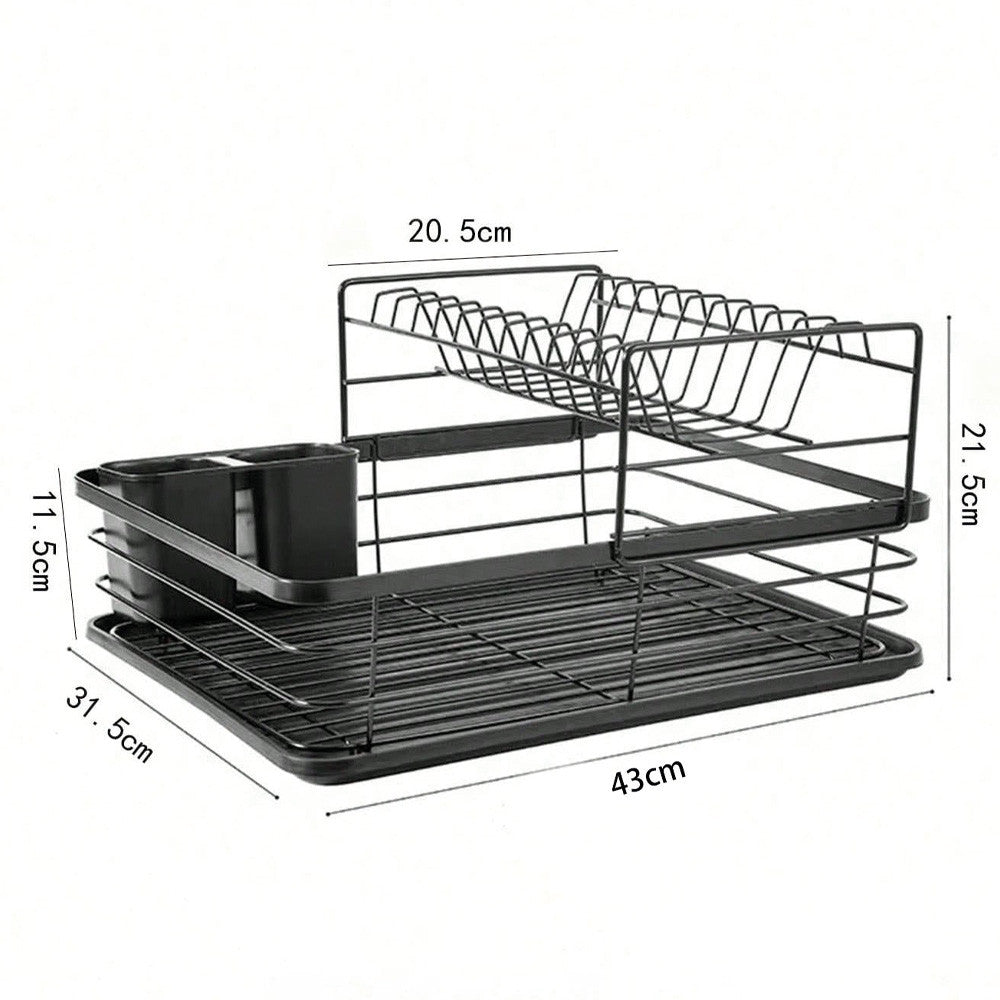 Настільна сушарка для посуду двоярусна (43х31,5х21,5см) / Стійка для сушіння посуду / Органайзер для посуду