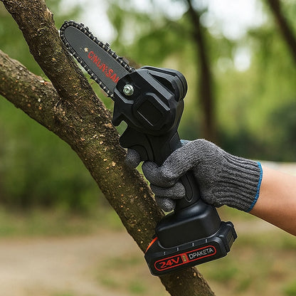 Акумуляторна ланцюгова пила 6'' + 1 АКБ 24В / Ланцюгова міні пила / Пила акумуляторна ручна