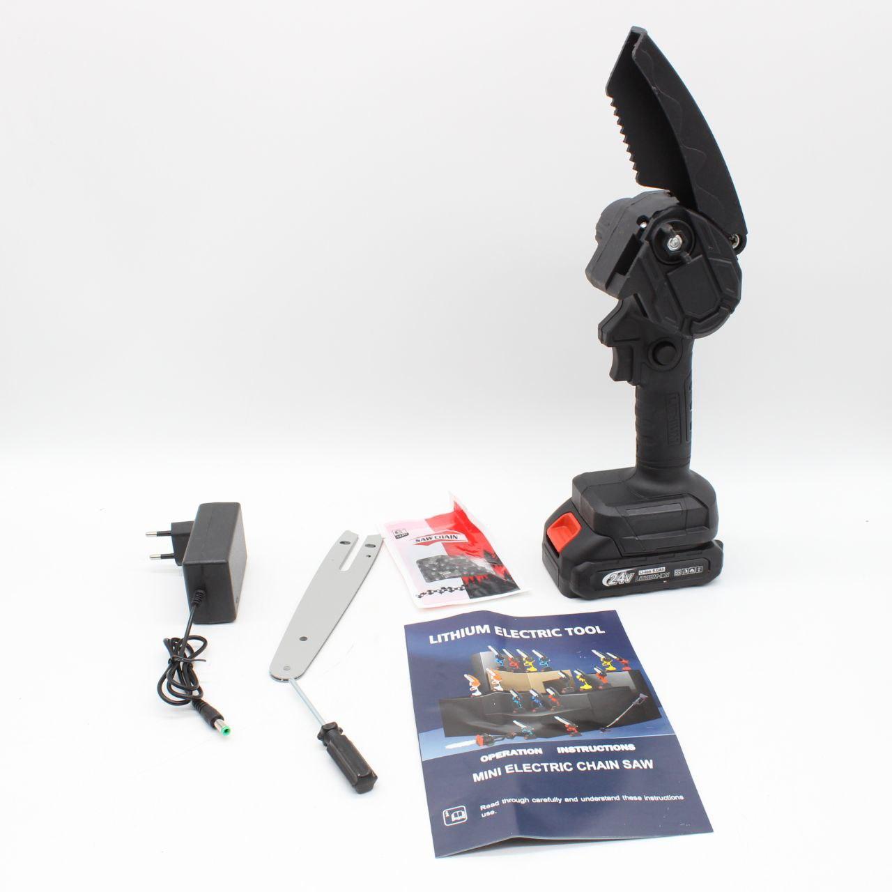 Акумуляторна ланцюгова пила 6'' + 1 АКБ 24В / Ланцюгова міні пила / Пила акумуляторна ручна