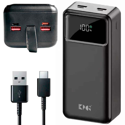 Power Bank з ліхтариком 40000мАч (2×USB, microUSB, Type-C), KPG-402 / Повербанк / Павер банк