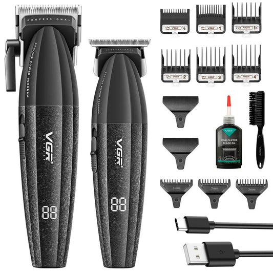 Набір для стрижки 2в1 (9 насадок) від USB, VGR V-640 / Акумуляторна машинка для стрижки / Тример для стрижки