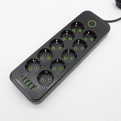 Мережевий фільтр-подовжувач 5м, 10 розеток 220В+4 USB+Type-C, Тк-16, Чорний / Подовжувач з вимикачем / Мережевий фільтр
