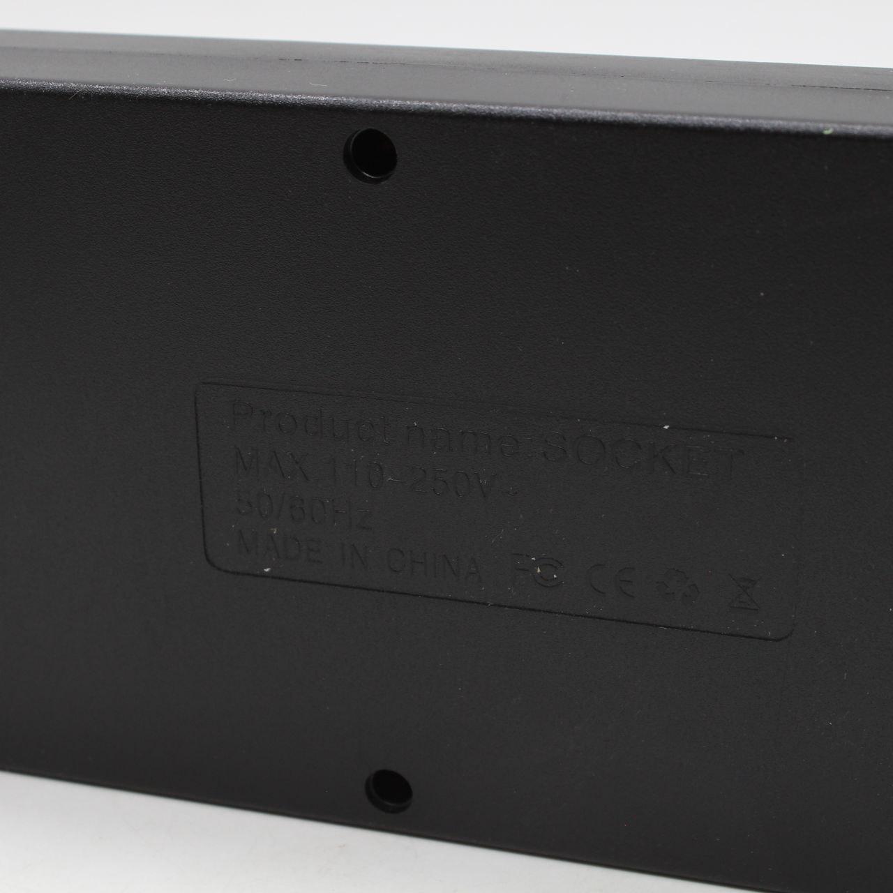 Мережевий фільтр-подовжувач 5м, 10 розеток 220В+4 USB+Type-C, Тк-16, Чорний / Подовжувач з вимикачем / Мережевий фільтр