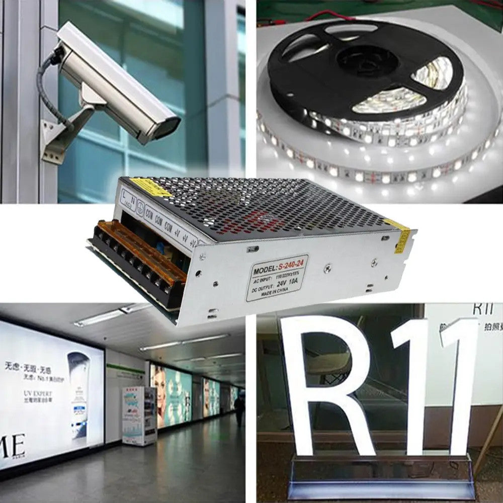 Імпульсний блок живлення 24В, 10A, 240Вт, металевий корпус / Мережевий блок живлення для світлодіодної стрічки