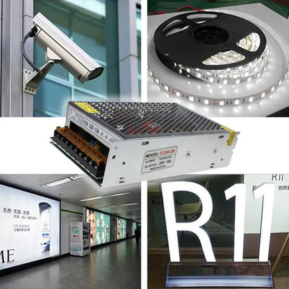 Імпульсний блок живлення 24В, 10A, 240Вт, металевий корпус / Мережевий блок живлення для світлодіодної стрічки