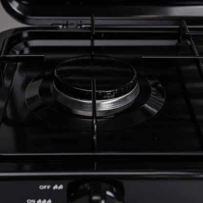 Газова плита 2-х конфоркова з кришкою SGS-6002, 4,4 кВт, чорна / Настільна двоконфоркова плита