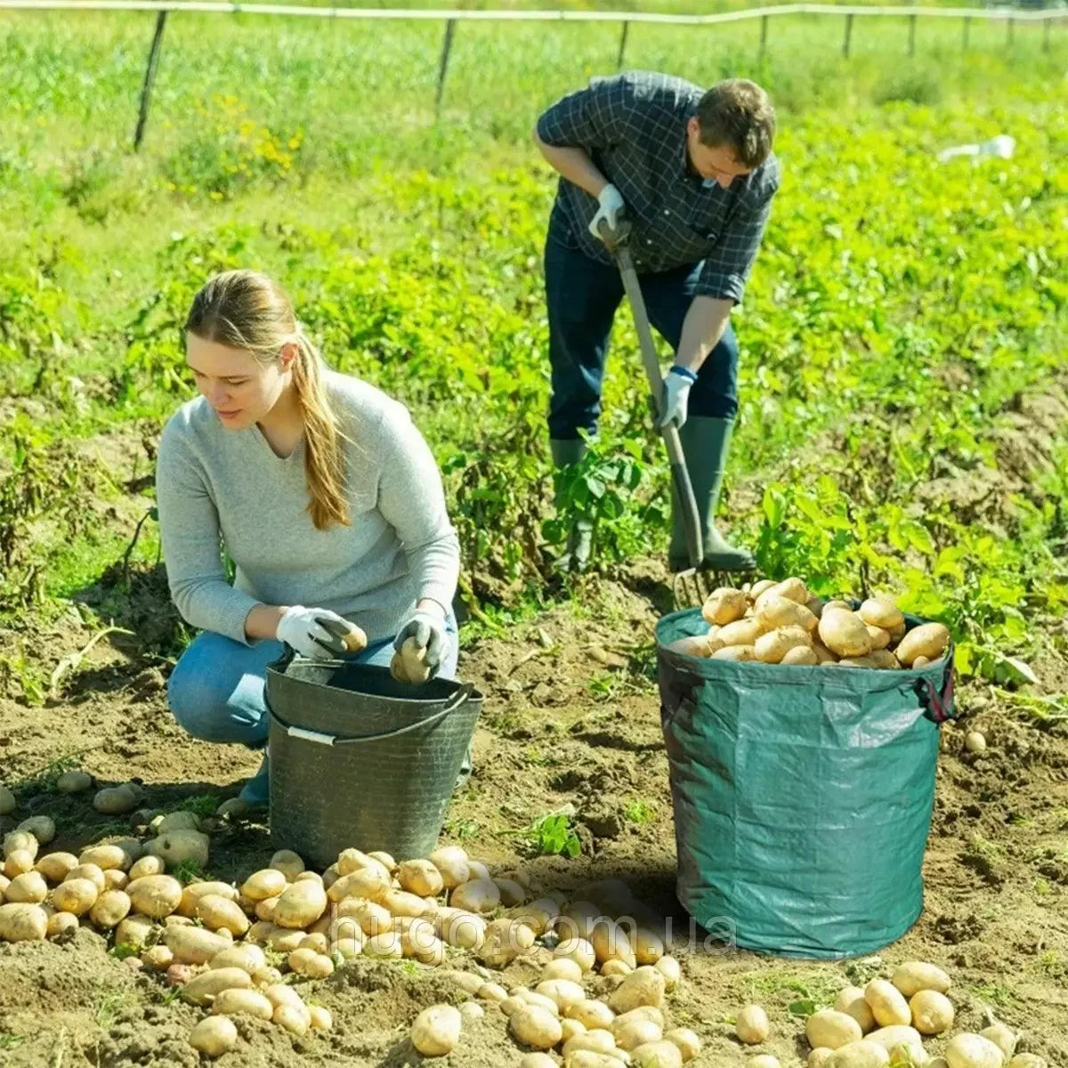 Садовий мішок 900л c ручками / Складний кошик садовий / Садова сумка для сміття / Садовий мішок-сумка