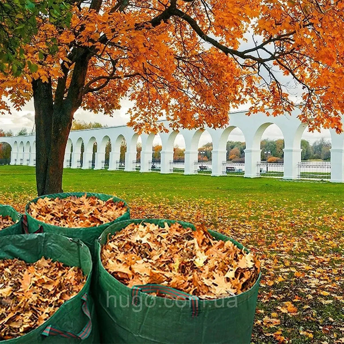 Садовий мішок 900л c ручками / Складний кошик садовий / Садова сумка для сміття / Садовий мішок-сумка