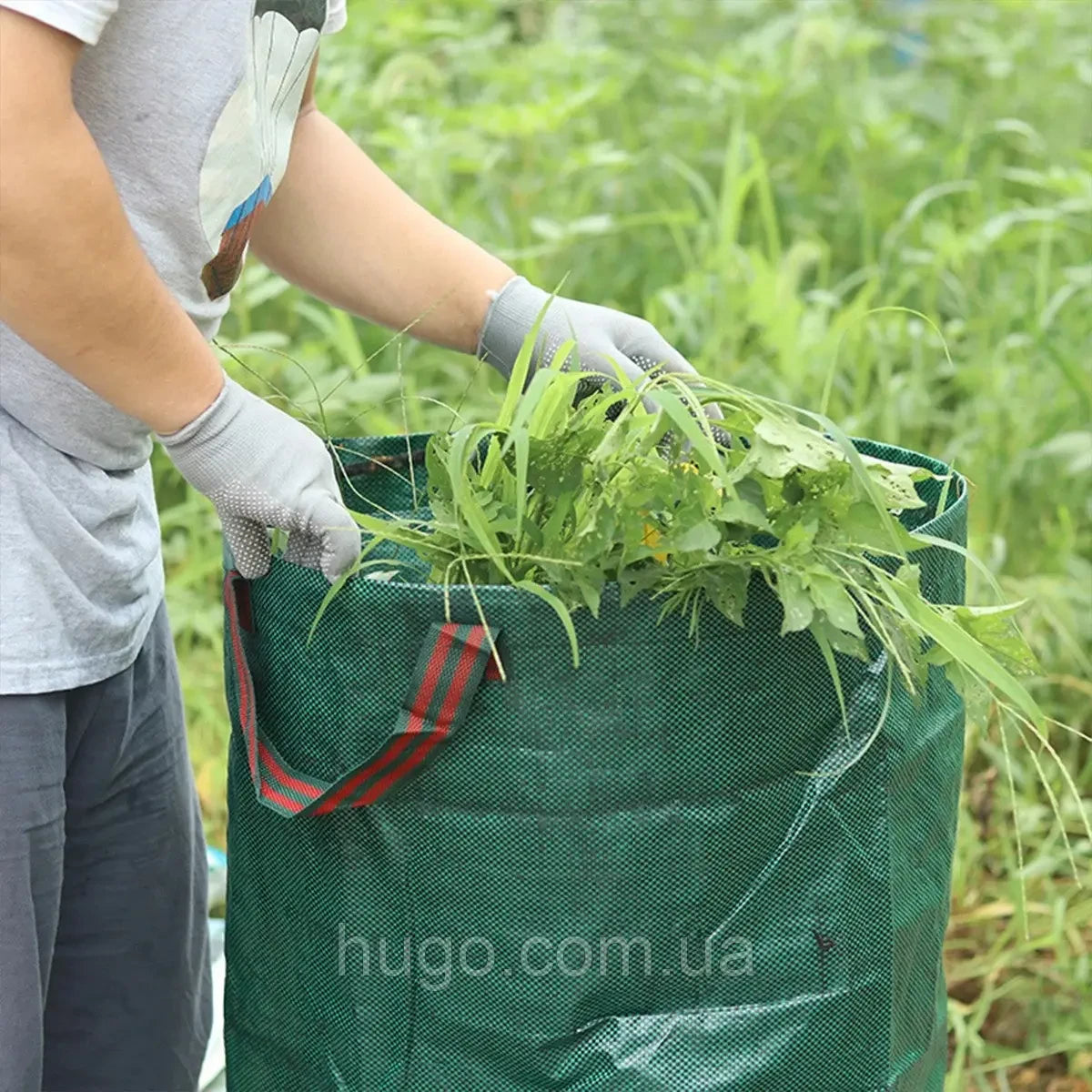 Садовий мішок 900л c ручками / Складний кошик садовий / Садова сумка для сміття / Садовий мішок-сумка