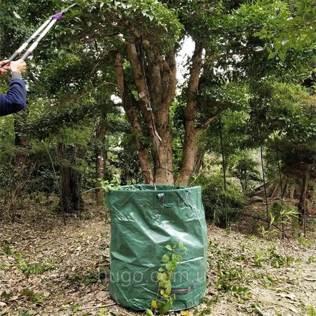 Садовий мішок 900л c ручками / Складний кошик садовий / Садова сумка для сміття / Садовий мішок-сумка