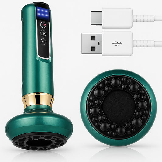 Вакуумний масажер акумуляторний, 6 режимів, Зелений / Ручний масажер для тіла від целюліту