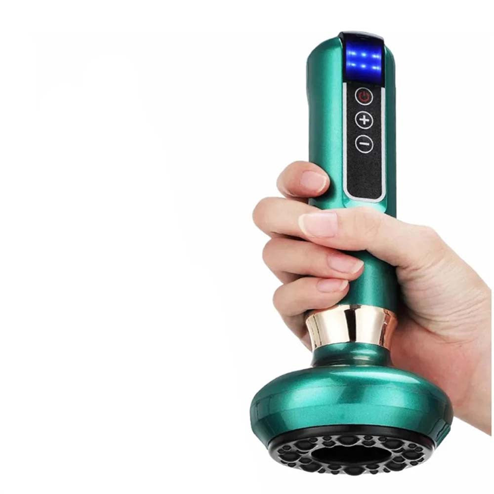 Вакуумний масажер акумуляторний, 6 режимів, Зелений / Ручний масажер для тіла від целюліту