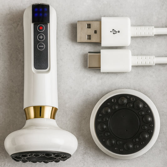 Вакуумний масажер акумуляторний, 6 режимів, Білий / Ручний масажер для тіла від целюліту