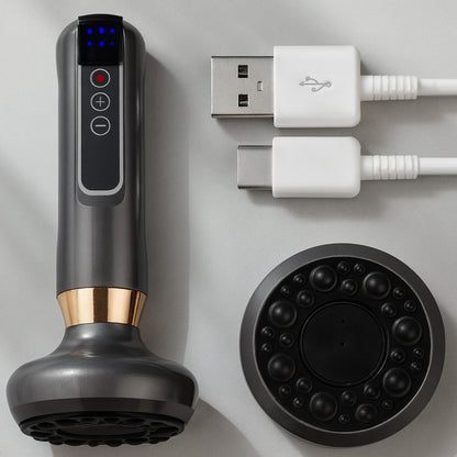 Вакуумний масажер акумуляторний, 6 режимів, Сірий / Ручний масажер для тіла від целюліту