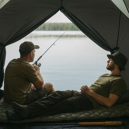 Надувний каремат з подушкою та вбудованим насосом, 225х70см, Сірий / Туристичний каремат / Килимок надувний