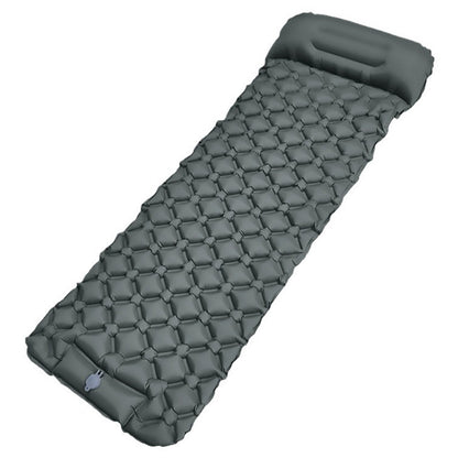 Надувний каремат з подушкою та вбудованим насосом, 225х70см, Сірий / Туристичний каремат / Килимок надувний