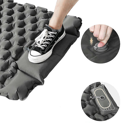 Надувний каремат з подушкою та вбудованим насосом, 225х70см, Сірий / Туристичний каремат / Килимок надувний