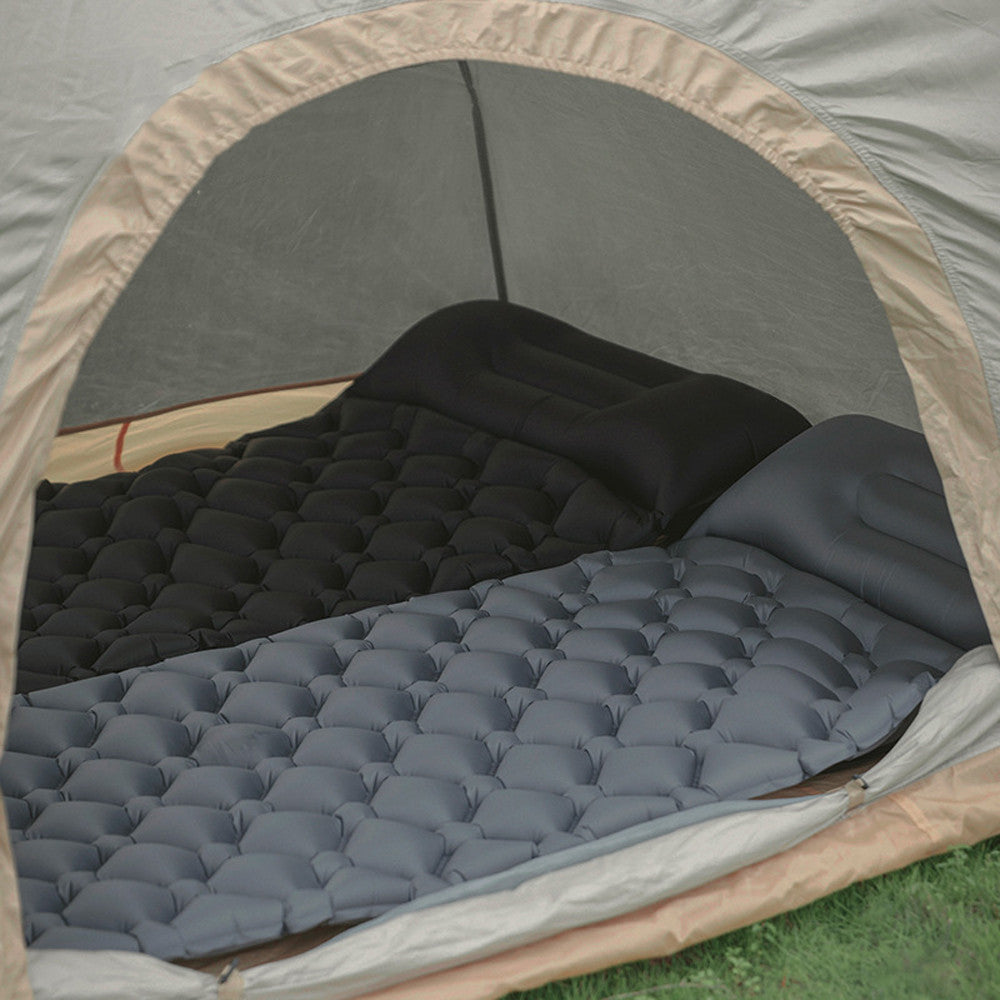 Надувний каремат з подушкою та вбудованим насосом, 225х70см, Сірий / Туристичний каремат / Килимок надувний
