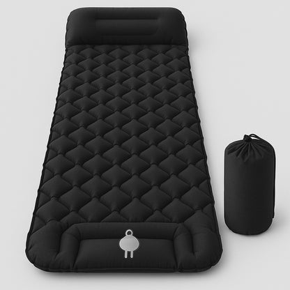Надувний каремат з подушкою та вбудованим насосом, 225х70см, Чорний / Туристичний каремат / Надувний килимок