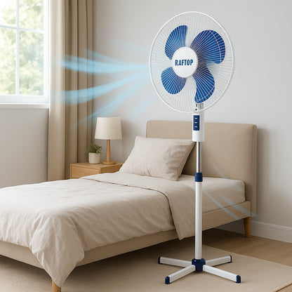 Вентилятор підлоговий 40Вт, 3 швидкості, Білий / Побутовий вентилятор / Вентилятор для дому / Кімнатний вентилятор