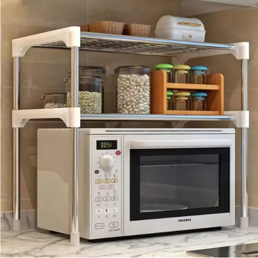 Органайзер для мікрохвильової печі з 2 полицями, 57х30х48см, Білий / Органайзер для кухні / Настільна етажерка