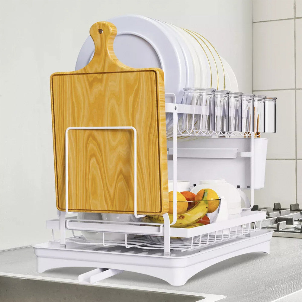 Двоярусна сушка для посуду 42x25x39 см, A19, Білий / Настільна сушарка для посуду / Органайзер для посуду