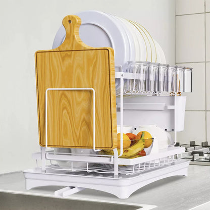 Двоярусна сушка для посуду 42x25x39 см, A19, Білий / Настільна сушарка для посуду / Органайзер для посуду