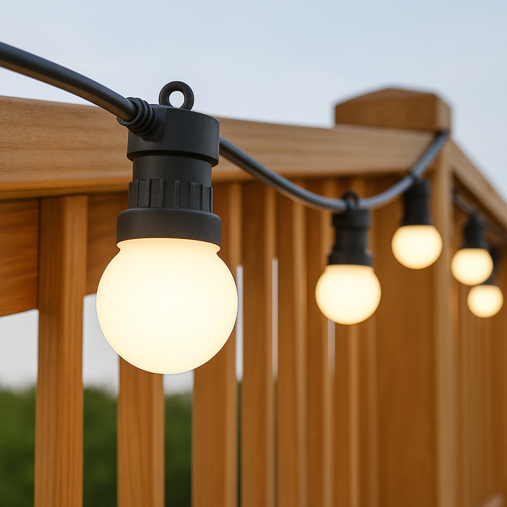 Вулична гірлянда Лампочки 10 шт, 5м, теплий білий + конектор / LED гірлянда водонепроникна