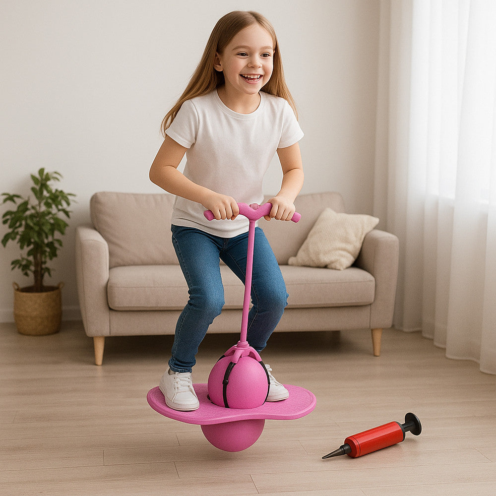 Дитячий м'яч для стрибків до 70кг + Насос, Jumbo Viking, Рожевий / Джампінг для дітей / Джампер / Тренажер для стрибків