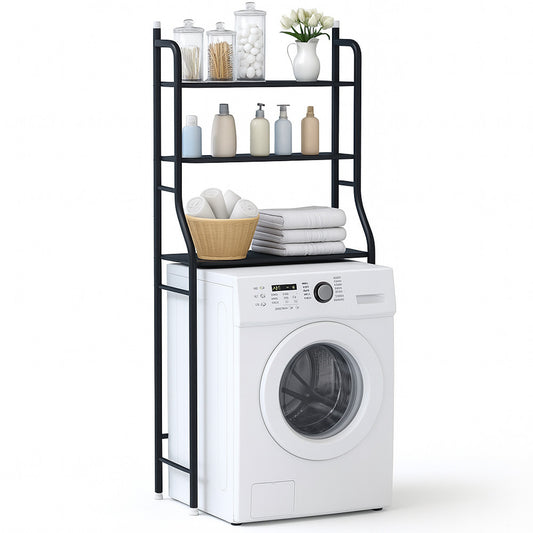 Полиця стелаж над пральною машинкою до 20 кг, LAUNDRY RACK TW-106, Чорний / Підлоговий органайзер для ванної