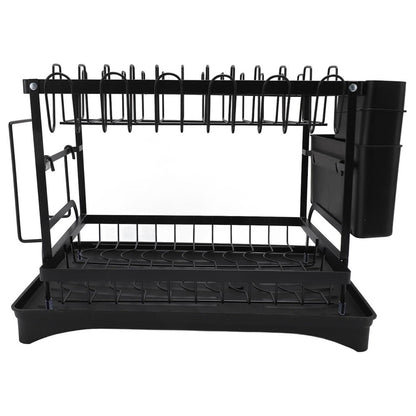 Двоярусна сушка для посуду 42x25x39 см, A19, Чорний / Настільна сушарка для посуду / Органайзер для посуду