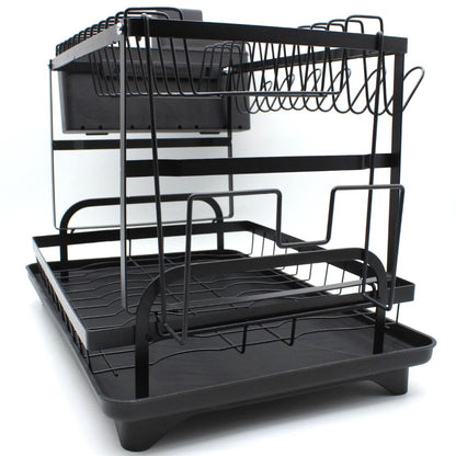 Двоярусна сушка для посуду 42x25x39 см, A19, Чорний / Настільна сушарка для посуду / Органайзер для посуду