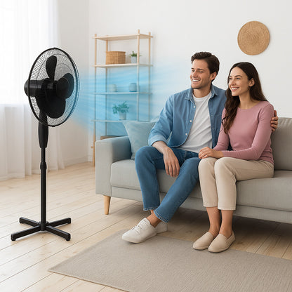 Вентилятор підлоговий 40Вт, 3 швидкості, Чорний / Побутовий вентилятор / Вентилятор для дому / Кімнатний вентилятор