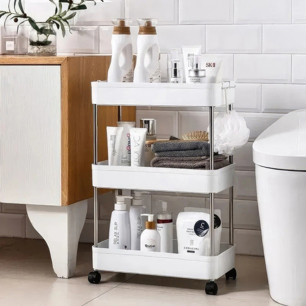 Етажерка на коліщатках 3 яруси HB-27, 60х37,5х13см / Етажерка у ванну / Полиця на колесах / Етажерка на кухню
