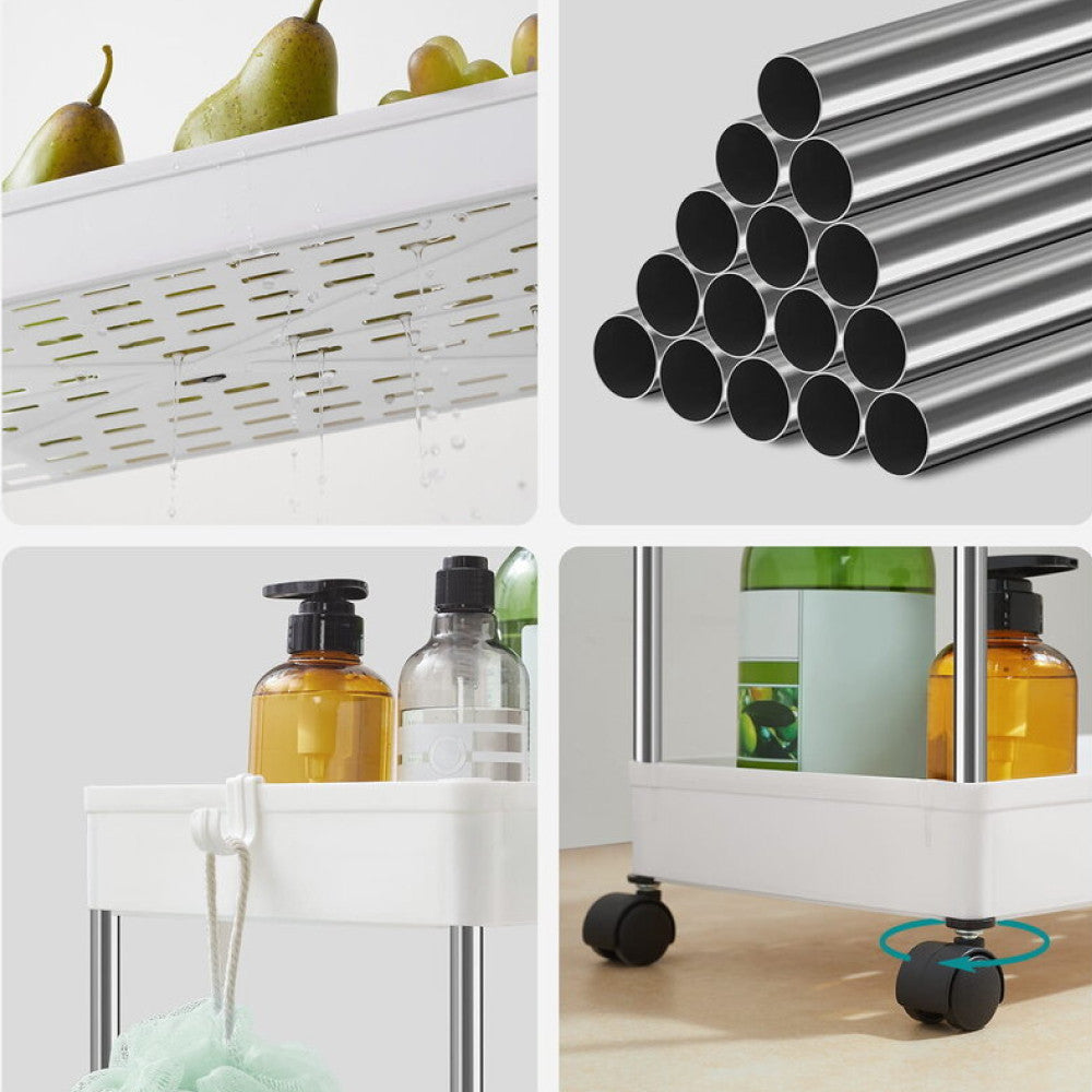 Етажерка на коліщатках 3 яруси HB-27, 60х37,5х13см / Етажерка у ванну / Полиця на колесах / Етажерка на кухню