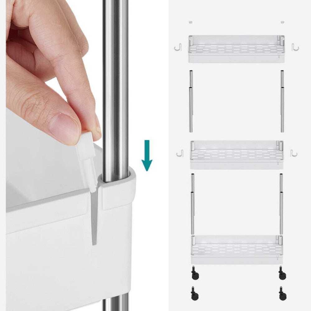 Етажерка на коліщатках 3 яруси HB-27, 60х37,5х13см / Етажерка у ванну / Полиця на колесах / Етажерка на кухню