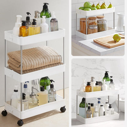 Етажерка на коліщатках 3 яруси HB-27, 60х37,5х13см / Етажерка у ванну / Полиця на колесах / Етажерка на кухню