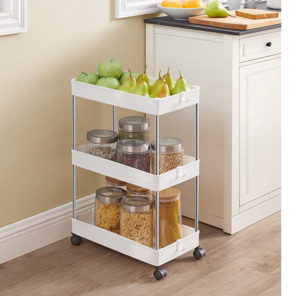 Етажерка на коліщатках 3 яруси HB-27, 60х37,5х13см / Етажерка у ванну / Полиця на колесах / Етажерка на кухню