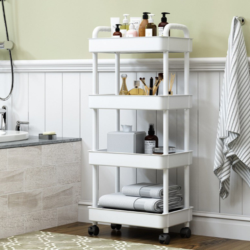 Стелаж пересувний 4-х ярусний GT-248 / Пересувний стелаж для ванної / Етажерка для кухні / Полиця на колесах