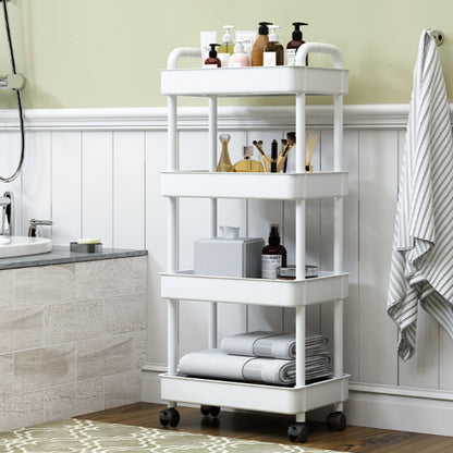 Стелаж пересувний 4-х ярусний GT-248 / Пересувний стелаж для ванної / Етажерка для кухні / Полиця на колесах