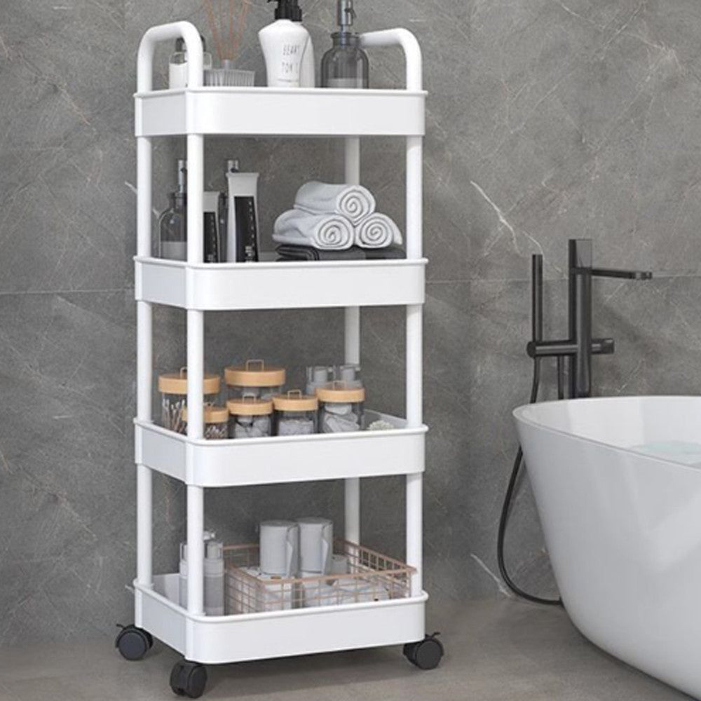 Стелаж пересувний 4-х ярусний GT-248 / Пересувний стелаж для ванної / Етажерка для кухні / Полиця на колесах