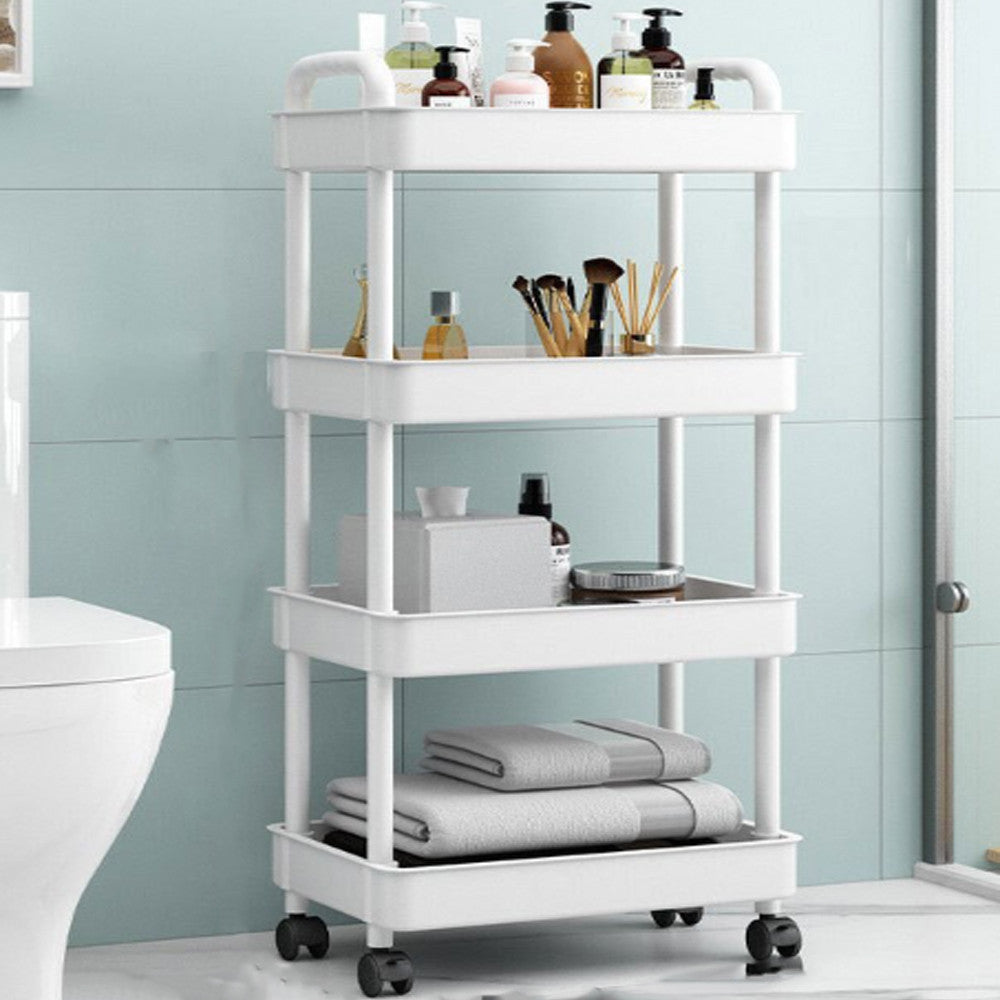 Стелаж пересувний 4-х ярусний GT-248 / Пересувний стелаж для ванної / Етажерка для кухні / Полиця на колесах