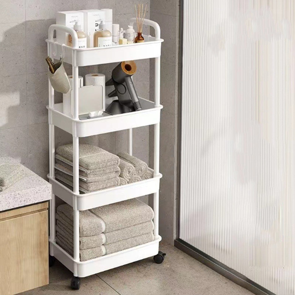 Стелаж пересувний 4-х ярусний GT-248 / Пересувний стелаж для ванної / Етажерка для кухні / Полиця на колесах