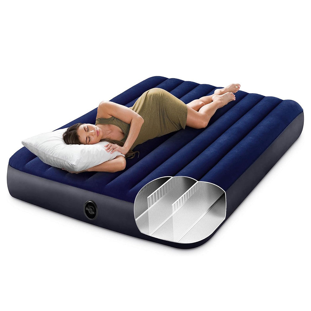 Надувний матрац Intex Classic Downy, двомісний, 203х152х25 см / Надувний матрац для сну
