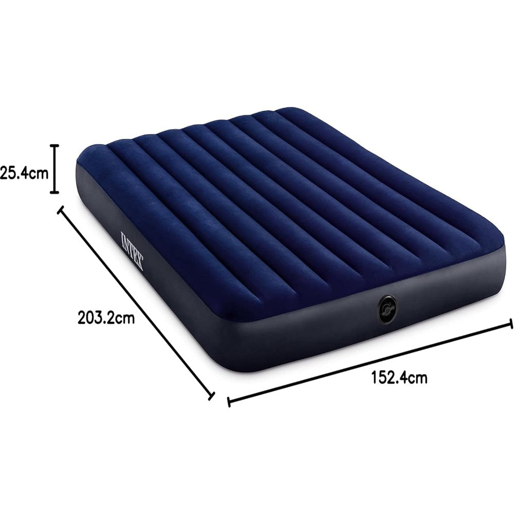 Надувний матрац Intex Classic Downy, двомісний, 203х152х25 см / Надувний матрац для сну