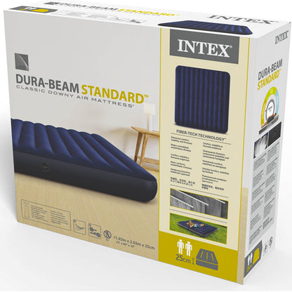 Надувний матрац Intex Classic Downy, двомісний, 203х152х25 см / Надувний матрац для сну