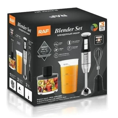 Занурювальний блендер 4в1 RAF R.368B, 800 Вт / Ручний блендер-подрібнювач / Міксер блендер