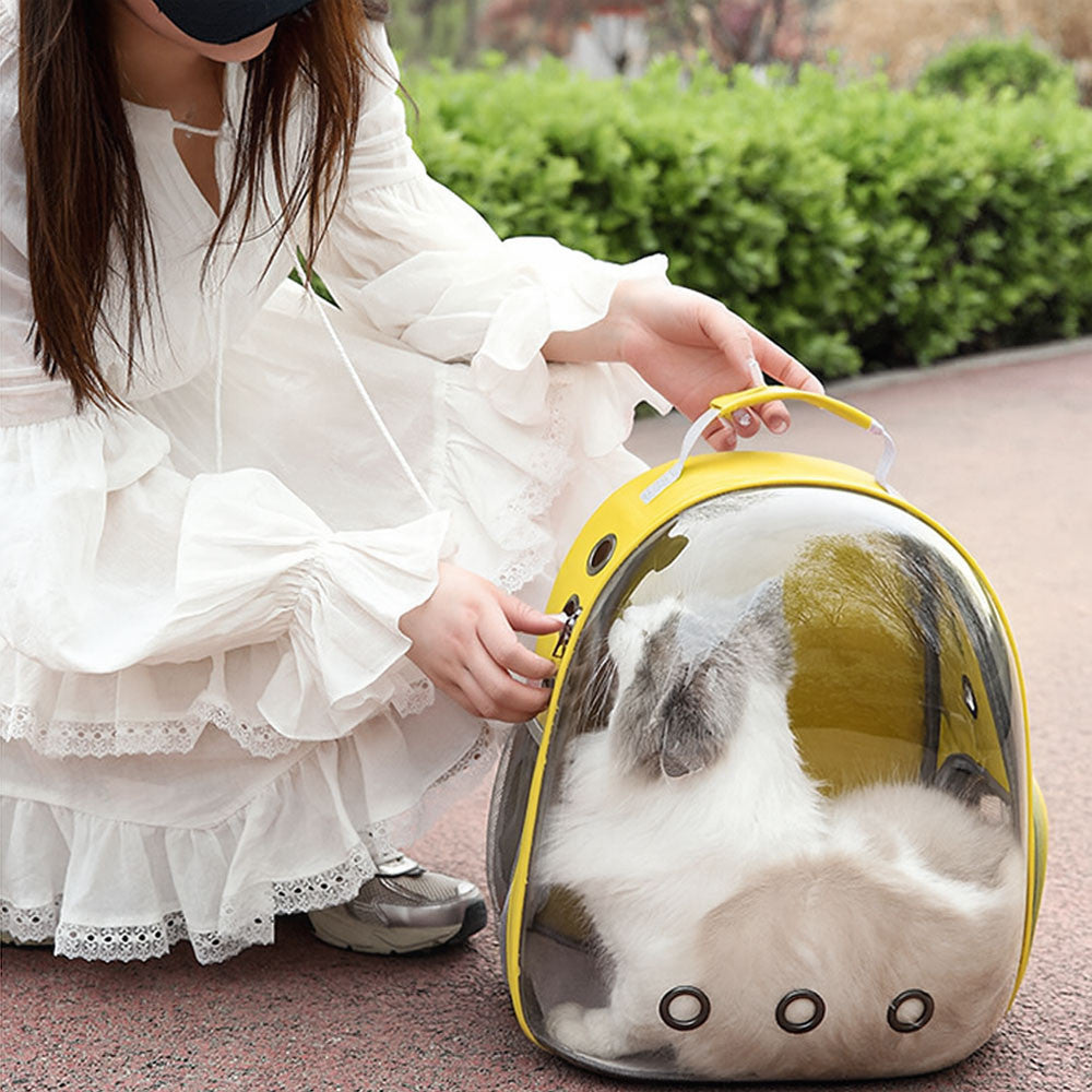 Рюкзак для перенесення тварин прозорий до 5кг, 45×33×25см, Жовтий / Рюкзак для кота / Сумка-переноска для тварин