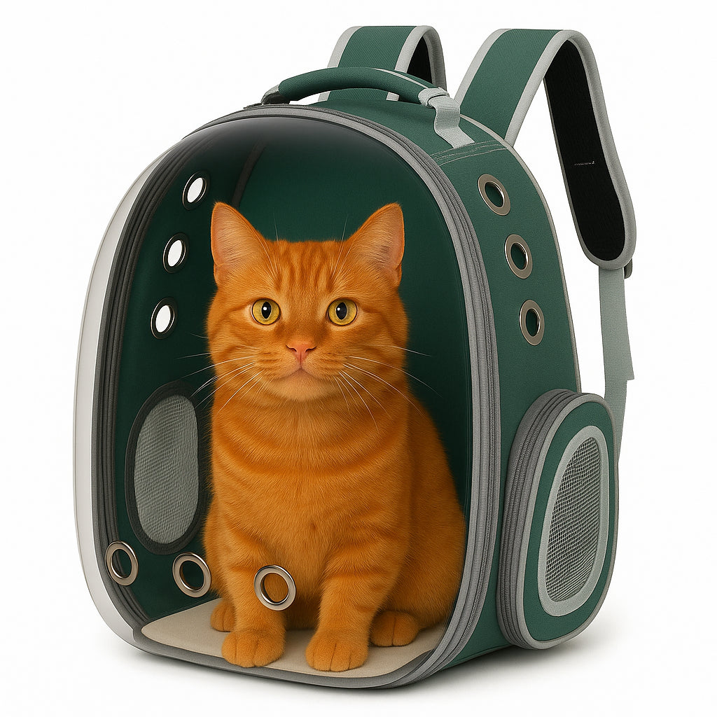 Рюкзак для перенесення тварин прозорий до 5кг, 45×33×25см, Зелений / Рюкзак для кота / Сумка-переноска для тварин