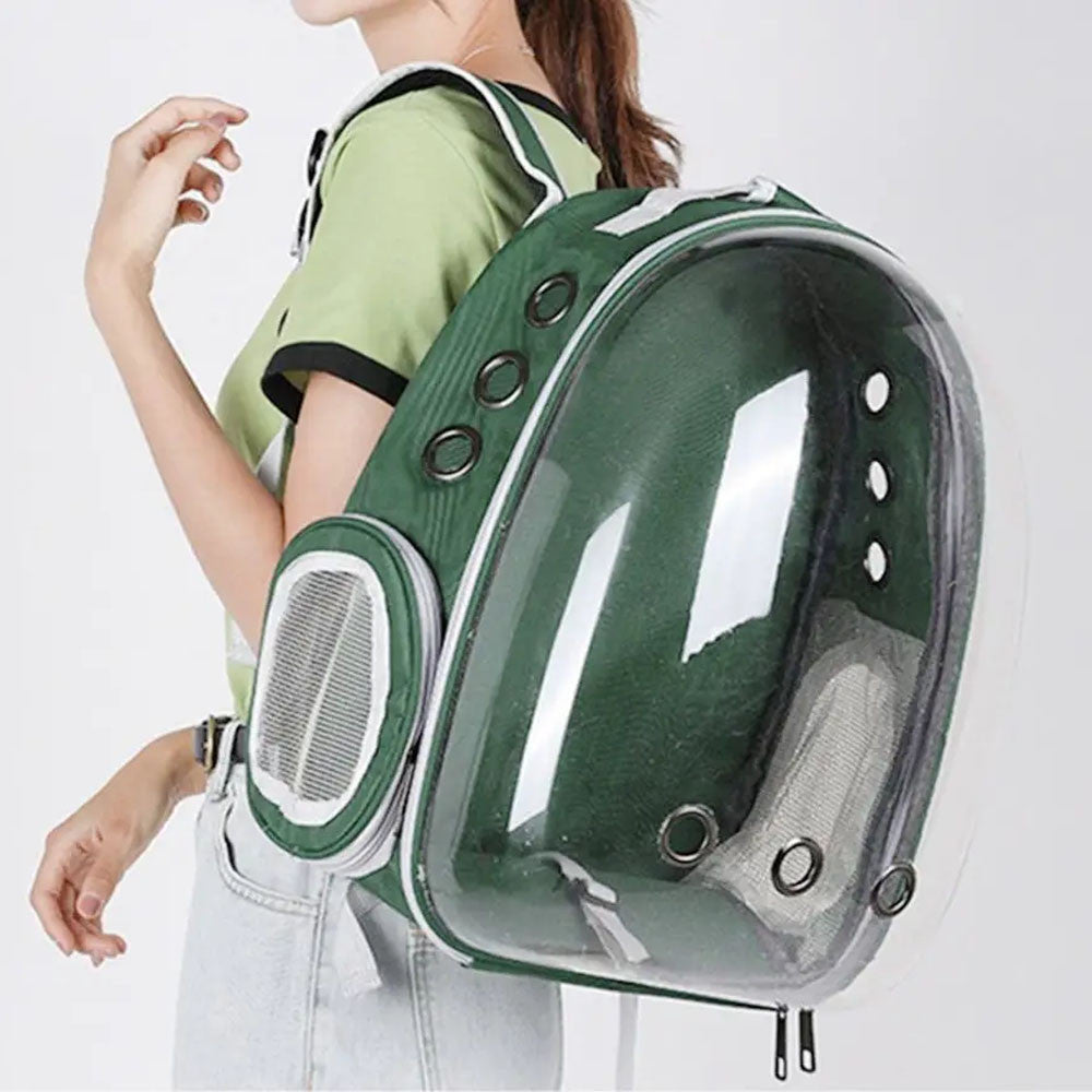 Рюкзак для перенесення тварин прозорий до 5кг, 45×33×25см, Зелений / Рюкзак для кота / Сумка-переноска для тварин